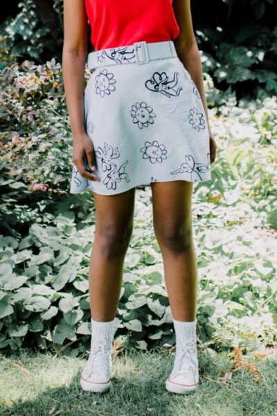 FRANCES CANNON ~ Flower Mini Skirt ~ Periwinkle