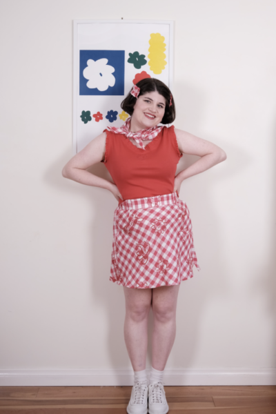 FRANCES CANNON ~ Flower Mini Skirt ~ Red Gingham